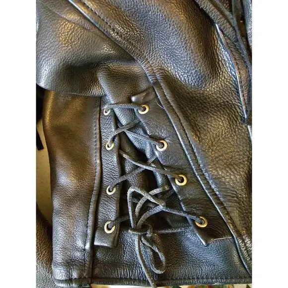 Vintage U.S. MADE Co. Black Leather Fringe Motorcycle Jacket Coat Men's XXL GIFT - Picture 16 of 16